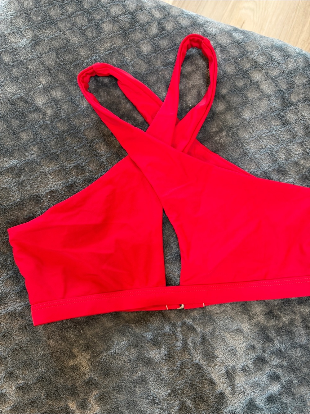 SHEIN Red Crisscross Swim Sports Bra